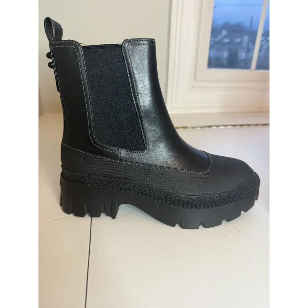 NEW Coach Jayla Chelsea Leather Ankle Platform Boots Women's US 6.5 $275 [jb]